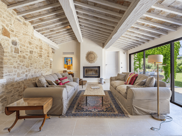 Salon de la Villa Coup de Foudre à Grimaud, Golfe de Saint-Tropez